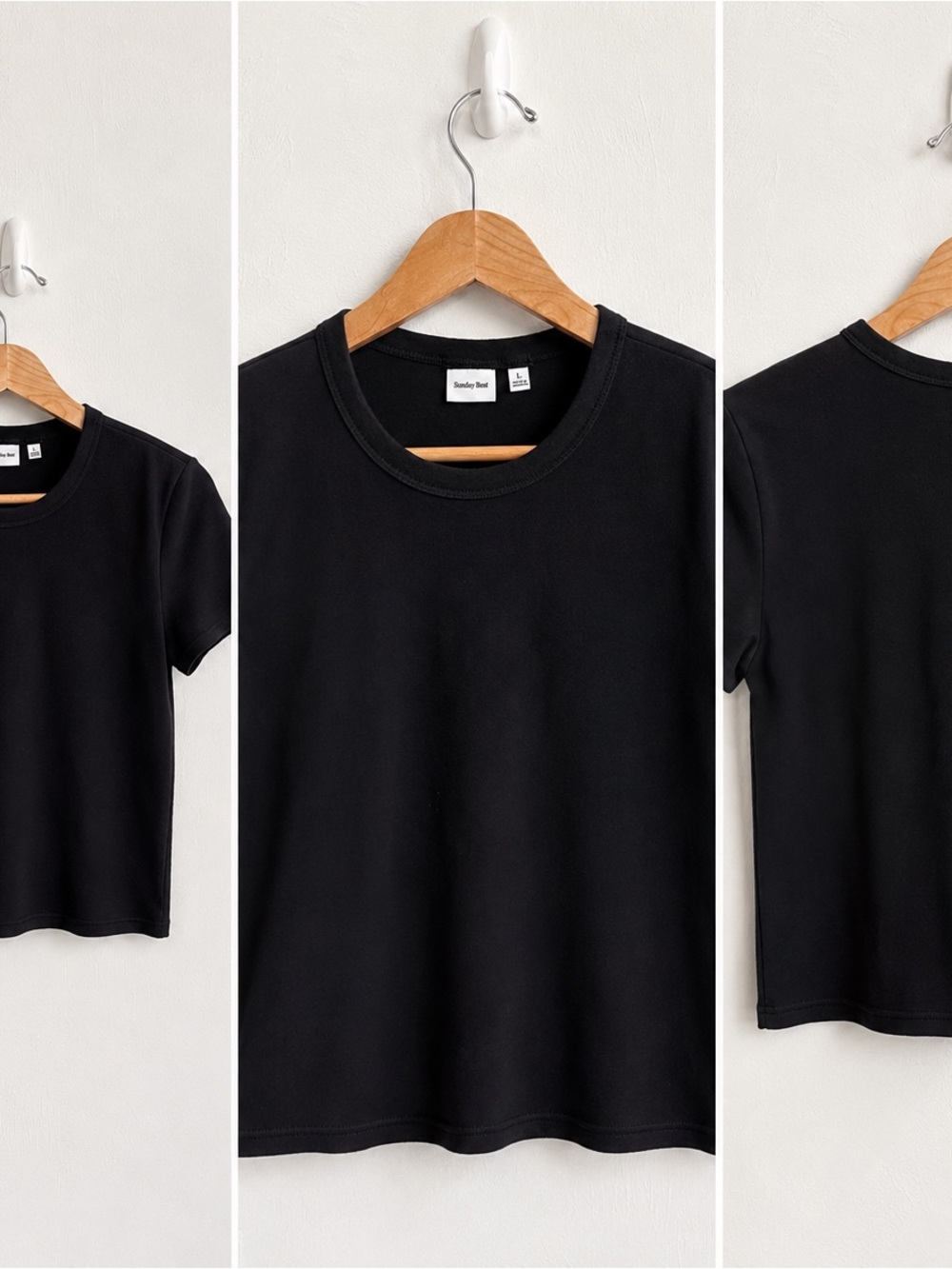 Aritzia Sunday Best Black Crew Neck Tee Size L Minimal Basic Top - Picture 3 of 3